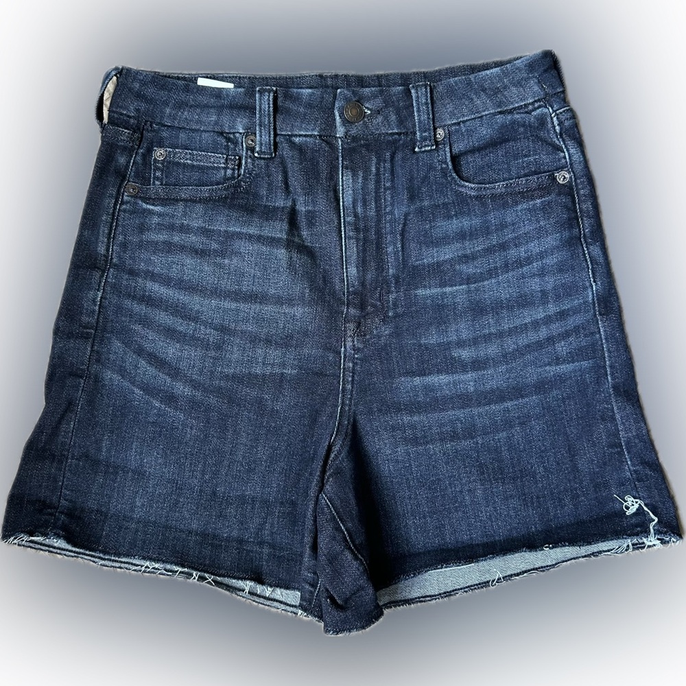 Size 10 American Eagle dark wash curvy super hi-rise shortie denim shorts